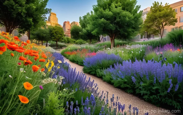 도시 내 야생화 조성 파트너십의 중요성 - **Prompt 1: Urban Sanctuary of Wildflowers**
"A serene and vibrant urban park scene at golden ho...